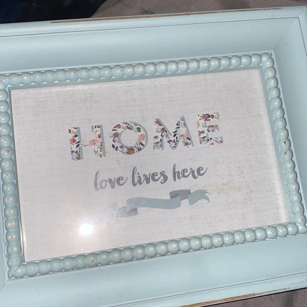 Home love lives here teal picture wall decor  frame